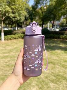 1pc 500ml Kids Water Bottle, Matte Cute Cartoon Anti-Drop Straw Cup, Back To School Kindergarten Water Cup, Portable Leak-Proof Straw Cup, Learning Cup - Multicolor - View 11