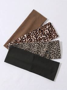 4pcs/Set Fashionable Women's Leopard Print Pattern Soft Non-Slip Headbands, Elastic Yoga Sports Headbands Hair Accessories, Versatile For Daily Wear And Multiple Occasions - Multicolor - View 4