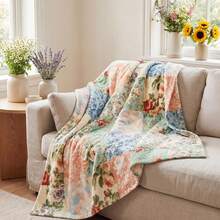 Bohemian Style Pastel Floral Pattern Blanket, Ultra Soft Blanket, Suitable For Sofa And Bed, Holiday Theme Cozy Blanket, Spring And Summer Warm Gift - Multicolor - View 3