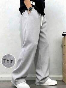 Men's Light Gray Sweatpants, Minimalist Fashion Casual, American Sports Outdoor Jogging - Light Grey - View 3