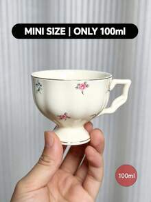 1pc 100ml Ceramic French Espresso Cup & Saucer, Afternoon Tea Coffee Cup, Exquisite Ceramic Coffee Cup & Saucer, Vintage Afternoon Tea Flower Tea Set - Floral - View 6