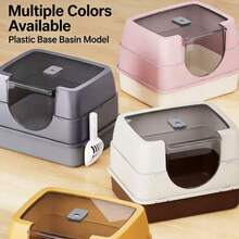 Flip-Top Design Cat Litter Box, Effectively Prevents Litter Scatter. Fully Enclosed Design Helps Contain Odors. Suitable For Cats Under 5kg. Comes With Litter Scoop. - one-size - View 3