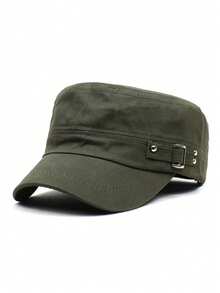 1pc Unisex Rivet Military Flat Top Baseball Cap With Adjustable Strap, Suitable For Outdoor, Hiking, Vacation, Daily Use, Sun Protection - Multicolor - View 3