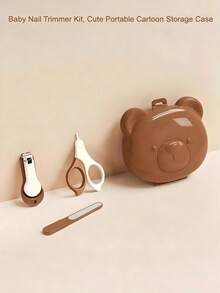 Children's Nail Care Set Baby Nail Clipper/Nail File/Nail Scissors (Tweezers Not Included) - Brown - View 1