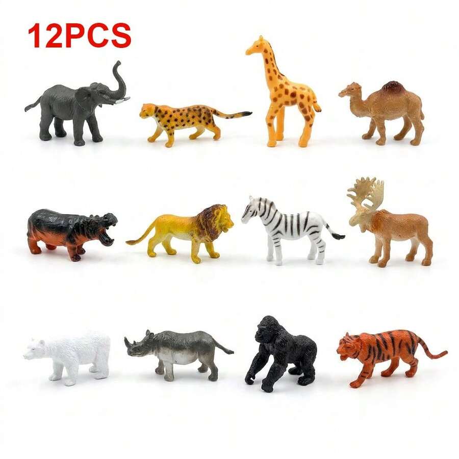 Juego de Simulación de Zoológico Modelos de Animales Juguetes de Imaginación Creativa para Niños - Animales salvajes en miniatura - Ver 1