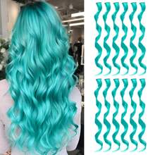 12/16 Pcs Ekstensi Rambut Berwarna Keriting Bergelombang Jepit Rambut Sintetis, Rambut Sorotan Warna untuk Pesta, Rambut Bergaris untuk Wanita, Anak Perempuan, Dewasa, Hadiah Cosplay - MultiWarna - View 1