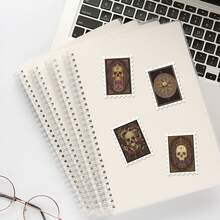 36PCS Vintage Gothic Skull Stickers, Retro Dark Academia Style & Floral Skull Aesthetic Cutout Sticker Set For Journals, Planners & Decor - Stamp - View 5
