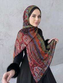 1 Piece Chiffon Hijab Printed Scarf, Elegant And Luxurious Retro Color Women Headscarf Shawl Hijab Abaya Accessories Women Veil - Multicolor - View 15