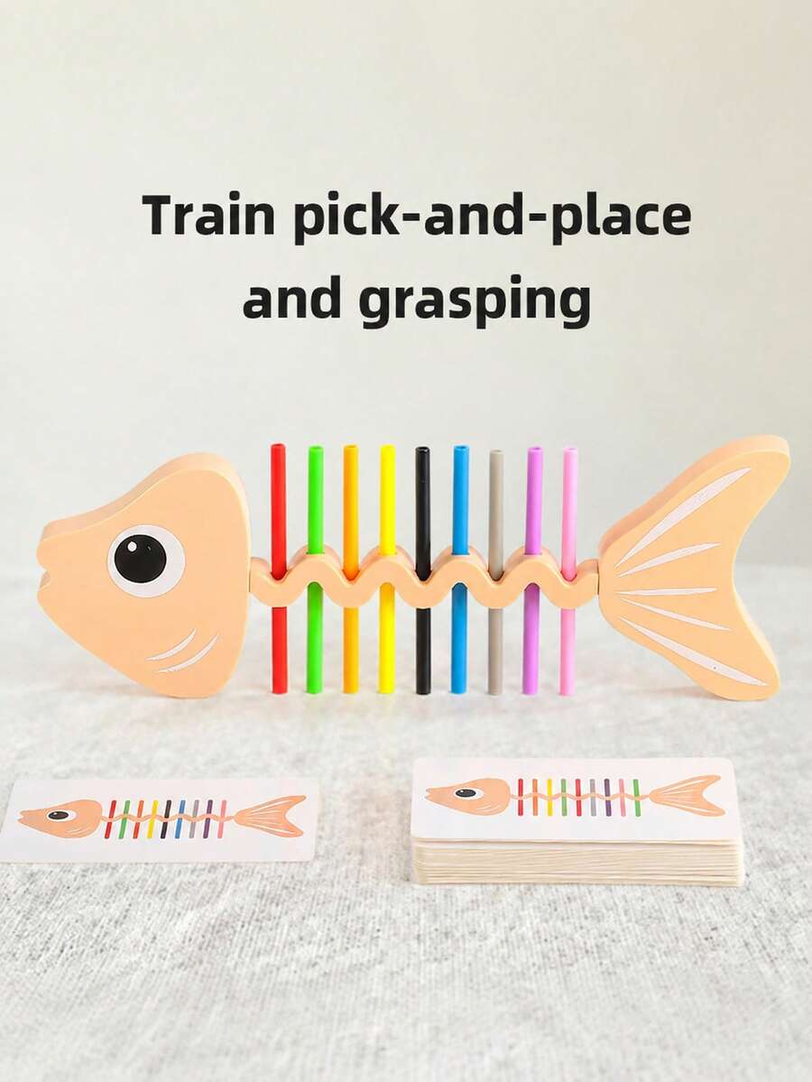 Children's Fun Color Matching Game - Enhancing Color Recognition Skills - Early Education Fine Motor Fish Bone Color Matching Toy - Multicolor - View 1