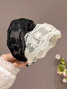 1PC Women's Floral Lace Headband White Black Hair Hoop Sweet Cute Bohemian Style Atmosphere Fashion Hair Accessory Hairband - 1 PC Lace Headband - View 2