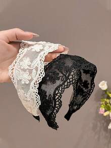 1PC Women's Floral Lace Headband White Black Hair Hoop Sweet Cute Bohemian Style Atmosphere Fashion Hair Accessory Hairband - 1 PC Lace Headband - View 7