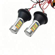 7440 1156 BA15S P21W Dual Color LED Brake & Turn Signal Light Bulbs, Complete Retrofit Kit With 50W Load Resistors, Error-Free Operation, OE Plug & Play Extension Harness Adapter - White/Amber - View 5