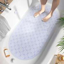 Clear Oval Anti-Slip Tub Mat Size 68*38cm, Suction Cup Design, Washable Bathroom Shower Floor Pad - 1Pc - View 7