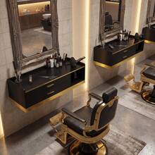 Advwin 39.4" Wall Mount Salon Stations For Hair Stylist, Professional Floating Barber Desk With Gold Accent, 2 Drawers & 3 Tool Holders, Modern Styling Station With Storage For Barbershop, Beauty & Spa - Black + Gold - View 9