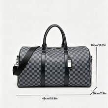 Plaid Large Capacity Travel Luggage Bag, With Tag, Detachable Shoulder Strap, Suitable For Short-Term Business Trips And Fitness, Multi-Functional Luggage Bag - Multicolor - View 5