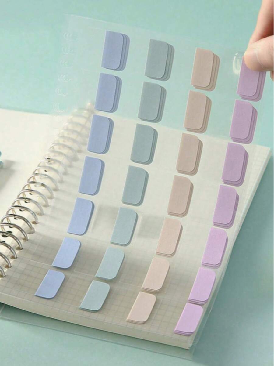 4 Sheets Colored Fluorescent Index Tabs For Loose-Leaf Notebooks, Strong Adhesive Classification Label Stickers, Bookmark Sticky Notes - Multicolor - View 1