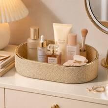 French Style Thin Gold Rim Boat-Shaped Leather Storage Tray, INS Style Premium Desktop Aromatherapy Vase Holder, Entryway Key Remote Control Sundries Organizer, Multi-Functional Home Decorative Tray - View 12