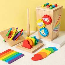 5-In-1 Multifunctional Wooden Sorting Bucket With Gear, Bug Catching And Pull Rod Games, Develops Color Recognition And Fine Motor Skills For Toddlers, STEM Educational Toy, Perfect Gift For Children's Birthday And Christmas - Multicolor - View 10