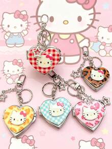 1個時尚可愛 Kitty 心形鏡子鑰匙圈，Hello Kitty 鏡子鑰匙圈，Kitty 白色鑰匙圈，便攜式鏡子鑰匙圈，HK 包包吊飾，女孩背包配件，適用於包包、背包、車鑰匙或手提包，適合旅行、日常使用和特殊場合，生日禮物、派對禮物、汽車配件、耳機殼配件、學校配件，最佳禮物，可愛哥德風，Y2K - 多色 - 查看 12