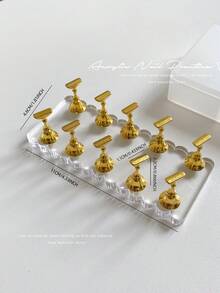 3D Resin Acrylic Rectangular Right-Angle Ripple Base Nail Art Display Stand With Aurora White, Purple, Pink, Champagne, Alloy Gold And White K Finger Holder Practice Tray Set, Korean-Japanese Style Floral Laser DIY For Home, Outdoor, Women, Mom, Sister, Wife, Girlfriend, Wedding, Nail Salon, Beauty Parlor, Valentine's Day - Multicolor - View 22