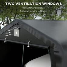 Outsunny 12 X 20 Ft Heavy Duty Carport, Outdoor Portable Garage Canopy Tent With 2 Ventilation Windows, Large Door, Car Shed Shelter For Truck, Boat, Motorcycle, Bike, Black - A - 查看 6