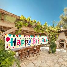 1pc Colorful Happy Birthday Yard Banner Sign, Indoor/Outdoor Universal Birthday Party Decoration Long Banner, Suitable For Birthday Parties And Other Birthday Occasions - Multicolor - View 3