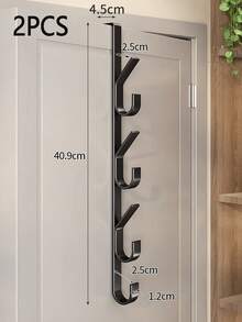 1pc/2pcs Multi-Functional Heavy Duty Metal Over-The-Door Towel Rack, Space-Saving Vertical Design Storage Hooks Rack, Bathroom Door Towel Rack, No-Drill Over-The-Door Hook Rack, Suitable For Bedroom - Multicolor - View 9