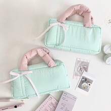 Fashionable Korean Style Bowknot Decor Handbag, Large Capacity Design, Can Be Used As Pencil Case, Makeup Bag Or General Storage Bag - Bow - View 5