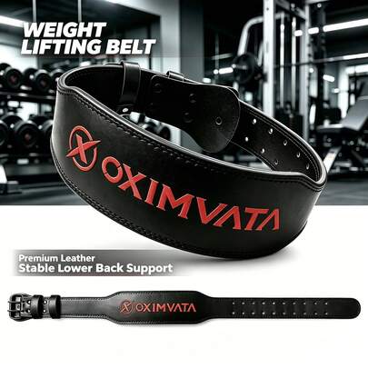 FIVING Leather Weightlifting Waist Support Belt, Thickened Wide Load-Bearing Fitness Waist Tightening Belt, Suitable For Deadlift, Squat, Barbell, Pull-Up, Gym Training