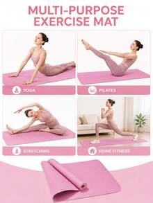 1pc EVA Yoga Mat, Size 173*61*0.3 Cm, Suitable For Pilates Practice, Solid Color Design, Ideal For Home Fitness And Yoga Practice, Perfect For Beginners, Also Suitable For Fitness And Dance Training, Can Be Used As An Exercise Mat - Multicolor - View 2