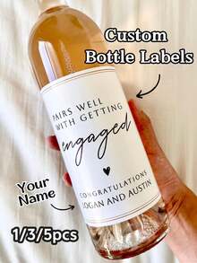 1/3/5pcs Custom Photo Wine Label, Personalized Bottle Sticker, Engagement, Wedding, Anniversary Gift, Champagne Label - Multicolor - View 1