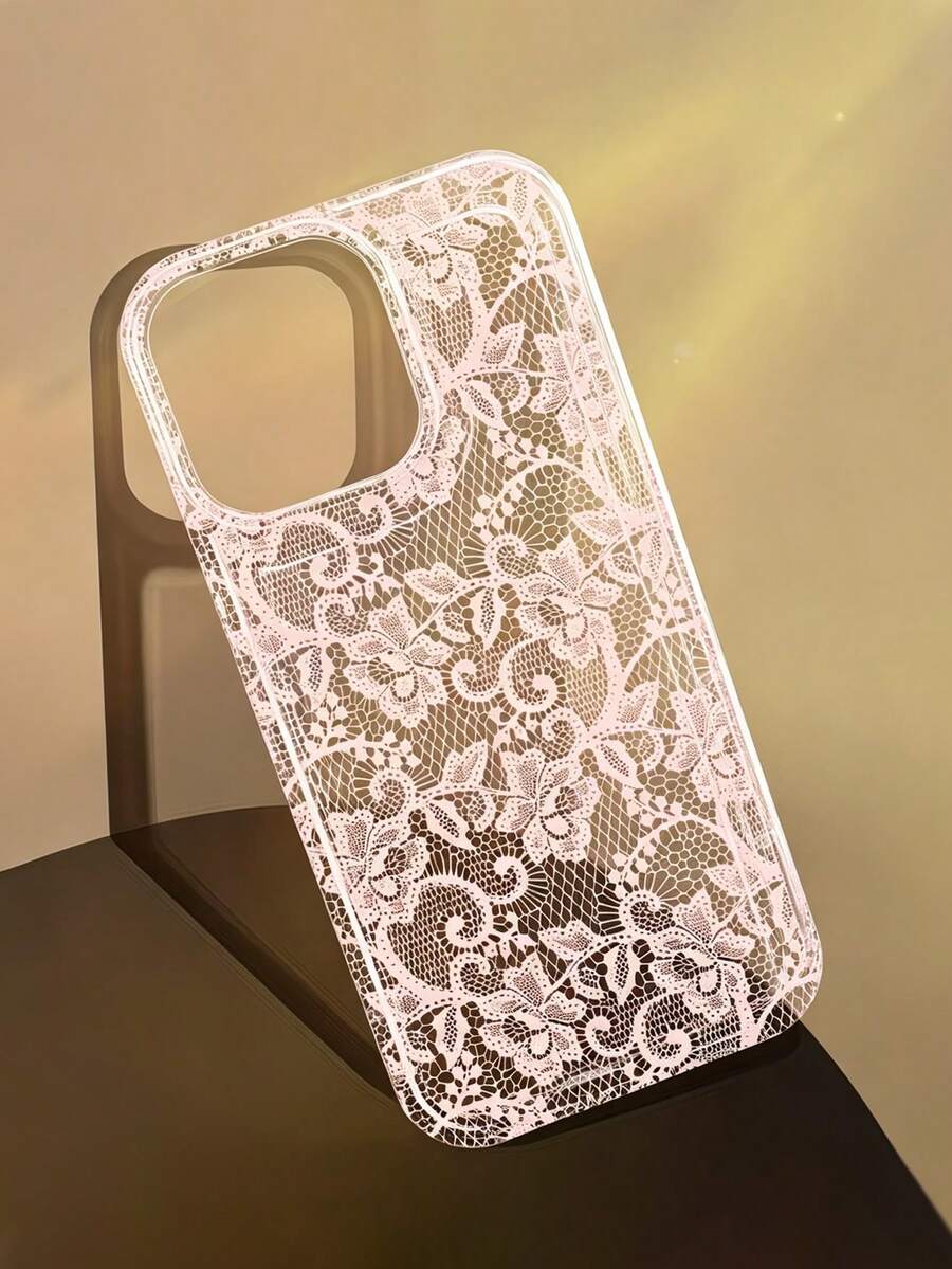 1件 粉色蕾絲氣墊手機殼 全包覆 TPU 適用於 iPhone 17/17Pro/17ProMax/16/16Pro/16ProMax/15/15Pro/15ProMax/14/13/12/11 - 粉色 - 查看 1