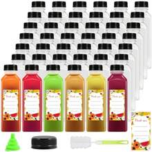 36 botellas de plástico de 16 onzas con tapas, botellas de jugo con tapas, recipientes reutilizables transparentes a granel para jugos, leche y otras bebidas - Transparente - Ver 9