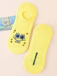 SpongeBob SquarePants 3/6雙可愛卡通圖案加強趾尖與足跟舒適短襪，男女通用，適合四季、學校與戶外運動，夏冬皆宜，黃色海綿圖案 - 彩色 - 查看 7