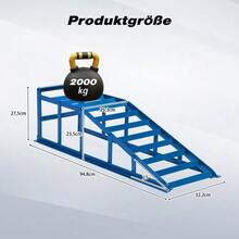 2000kg Lifting Platform, Heavy-Duty Car Lift For Car Care And Oil Changes, Shallow 23° Entry Angle, 27.5cm Height Adjustable, Professional Car Repair Ramp - 藍色 - 查看 2