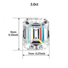 1pc 100% Pure Moissanite, White Color, D Color, Emerald Cut, VVS1 Clarity, Comes With GRA Certificate, For DIY - White - View 16