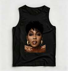 Vintage Anita Baker Big Head T-Shirt Unisex Retro R&B Graphic Tank Top Must-Have For 80s Music Fans Soft Comfy Top Perfect For Concerts Hangouts - 黑色12 - 查看 1