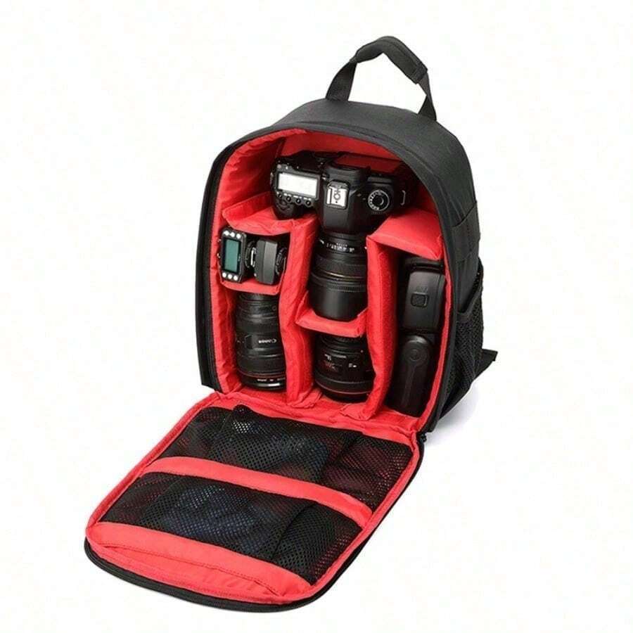 Waterproof Digital DSLR Photo Padded Backpack W/ Rain Cover Multi-Functional SLR Camera Soft Bag Video Case (Only Bag) - View 1