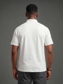 Men's Summer Casual Fashion Raglan Sleeve Zip Collar Short Sleeve T-Shirt - White - View 2