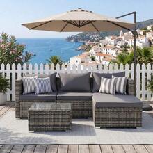Garden Corner Sofa, Garden Furniture Set, PE Rattan Patio Sofa Set, Garden Entertaining Furniture Lounge Set With Coffee Table - 4pcs-gray - View 11