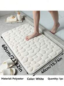 1pc Coral Velvet Stone Texture Embossed Floor Mat, Pebble Anti-Slip Door Mat, Waterproof Absorbent Cushioned Mat For Kitchen, Laundry Room, Bedroom, Bathroom - Multicolor - View 16