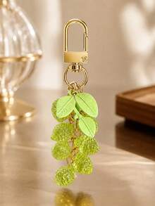 1pc/2pcs Unisex Fresh Lemon Acrylic Beaded Pendant Alloy Painted Leaf Charm Keychain Summer Fresh Bag Pendant - Multicolor - View 2