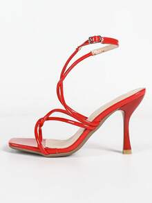 Fashion Furry Cross Strap Sexy Stiletto High Heel Party Shoes For Women - Red - View 6