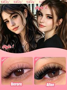 384 قطعة كتاب رموش D Curl Cluster، رموش عين الثعلب بأسلوبين، رموش كثيفة DIY، رموش صناعية، رموش عين القطة، رموش فردية، رموش صناعية مقاومة للماء وطويلة الأمد للاستخدام الذاتي والمكياج اليومي - D - مشاهدة 3
