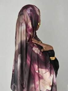 1pc Women's Bohemian Style Marble Print Silk Texture Long Shawl Scarf, Suitable For Daily And Holiday Wear - Multicolor 6 - View 6