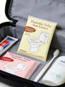 10pcs Disposable Paper Toilet Seat Covers, Flushable Paper Toilet Seat Covers, Suitable For Adult Toilet Training, Essential Disposable Supplies For Public Restrooms, Airplanes, Camping, Travel, Hotel, Outdoor, Guest Room, Beach Travel Mini Pack, Menstrual Disposable Supplies, Bathroom Accessories - Multicolor - View 4