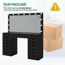 FUSOU 15 Drawers Dressing Table With Power Outlet, Makeup Vanity With  Mirror And 13 LED Lights, 3 Color Modes, Adjustable Brightness, Glass Top Vanity For Dressing Room Bedroom - Black - View 8