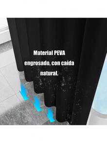 Cortinas para baño, resistente al moho y al agua, lavable, incluye 12 ganchos, apta para bañeras y cuartos de ducha, tamaño 180 cm x 180 cm (disponible en blanco y negro) - Negro - Ver 7