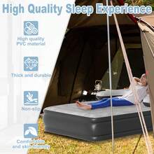 Colchón de aire autoinflable doble con cabecero incorporado, 195 * 146 * 82,5 cm, bomba eléctrica desmontable, cama inflable flocada, capacidad de carga de 250 kg para el hogar y el camping. - Gris oscuro, modelo para dos personas - Ver 5