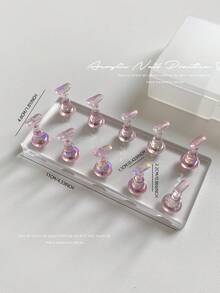 3D Resin Acrylic Rectangular Right-Angle Ripple Base Nail Art Display Stand With Aurora White, Purple, Pink, Champagne, Alloy Gold And White K Finger Holder Practice Tray Set, Korean-Japanese Style Floral Laser DIY For Home, Outdoor, Women, Mom, Sister, Wife, Girlfriend, Wedding, Nail Salon, Beauty Parlor, Valentine's Day - Multicolor - View 14